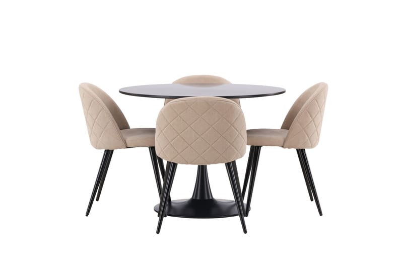 Glade Matgrupp 100 cm Rund med 4 Velvet stolar - Beige - Products - Möbler - Bord & matgrupp - Matgrupp