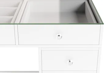 Glow Stort sminkbord med glasskiva - Förvaring med lådor och fack  120 cm - Vit - Products - Möbler - Bord & matgrupp - Sminkbord & toalettbord