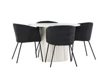Härön Matgrupp 110 cm Rund med 4 Berit stolar - Vit/Svart - Products - Möbler - Bord & matgrupp - Matgrupp