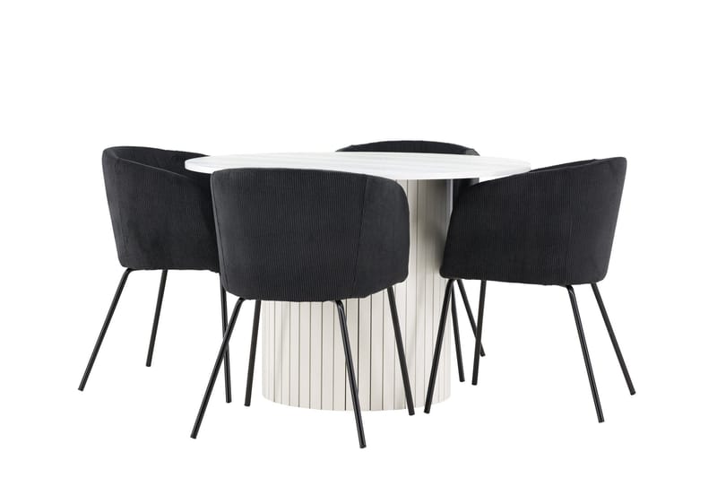 Härön Matgrupp 110 cm Rund med 4 Berit stolar - Vit/Svart - Products - Möbler - Bord & matgrupp - Matgrupp