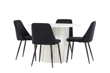 Härön Matgrupp 110 cm Rund med 4 Night stolar - Vit/Svart - Products - Möbler - Bord & matgrupp - Matgrupp