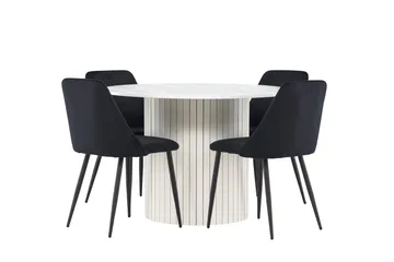 Härön Matgrupp 110 cm Rund med 4 Night stolar - Vit/Svart - Products - Möbler - Bord & matgrupp - Matgrupp