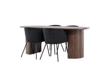 Härön Matgrupp 200 cm Oval med 4 Berit stolar - Mocca/Svart - Products - Möbler - Bord & matgrupp - Matgrupp