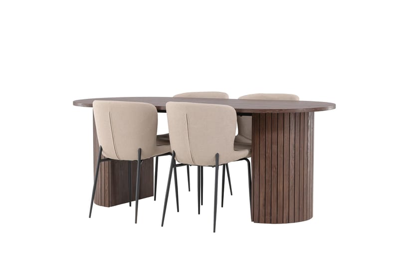 Härön Matgrupp 200 cm Oval med 4 Modesto stolar - Mocca/Beige - Products - Möbler - Bord & matgrupp - Matgrupp