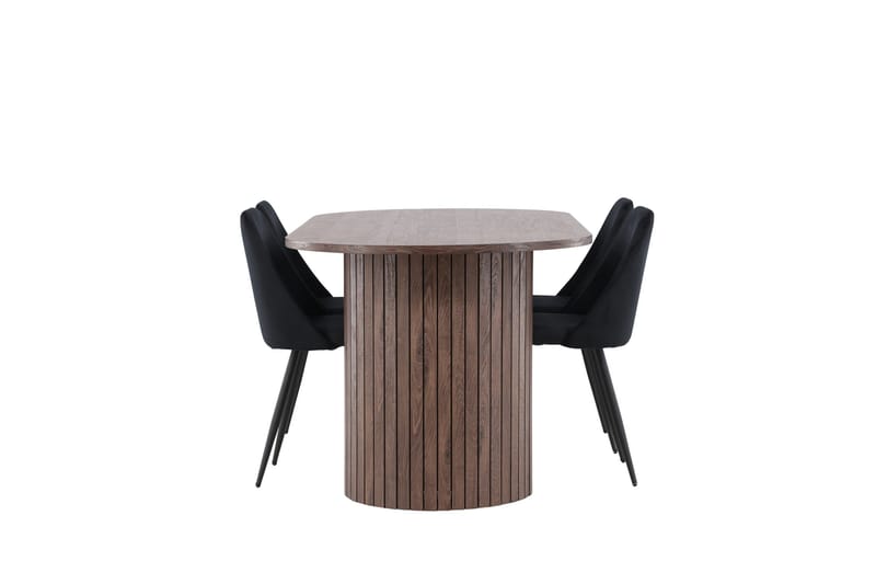 Härön Matgrupp 200 cm Oval med 4 Night stolar - Mocca/Svart - Products - Möbler - Bord & matgrupp - Matgrupp