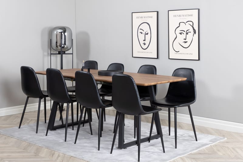 Inca Matgrupp 160 cm Rektangulär med 8 Polar stolar - Svart - Products - Möbler - Bord & matgrupp - Matgrupp