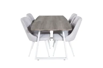 Inca Matgrupp Förlängningsbar 160 cm Rektangulär med 4 Velvet Deluxe stolar - Ljusgrå - Products - Möbler - Bord & matgrupp - Matgrupp