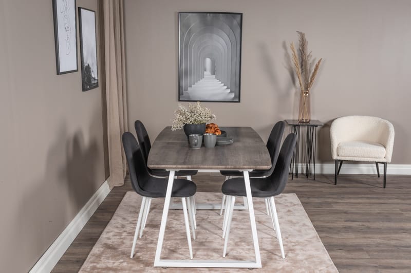 Inca Matgrupp Förlängningsbar 160 cm Rektangulär med 4 Polar stolar - Svart - Products - Möbler - Bord & matgrupp - Matgrupp