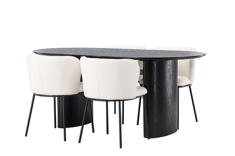 Isolde Matgrupp 180 cm Oval med 4 Edina Stolar - Svart - Products - Möbler - Bord & matgrupp - Matgrupp