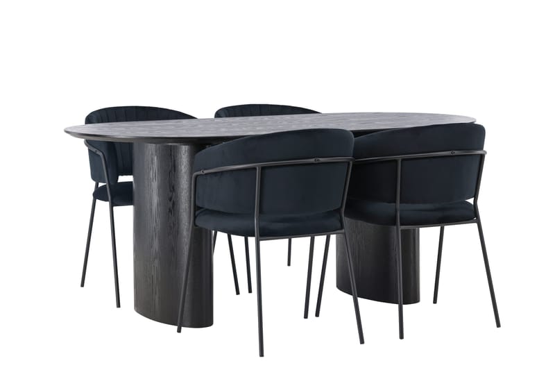 Isolde Matgrupp 180 cm Oval med 4 Selma Stolar - Svart - Products - Möbler - Bord & matgrupp - Matgrupp