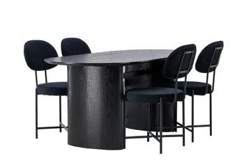Isolde Matgrupp 180 cm Oval med 4 Stella stolar - Svart - Products - Möbler - Bord & matgrupp - Matgrupp