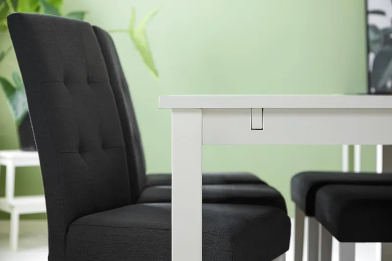 Jasmin Matgrupp 180 cm Rektangulärt matbord med 6 st Viktor Matstolar - Vit / Mörkgrå - Products - Möbler - Bord & matgrupp - Matgrupp