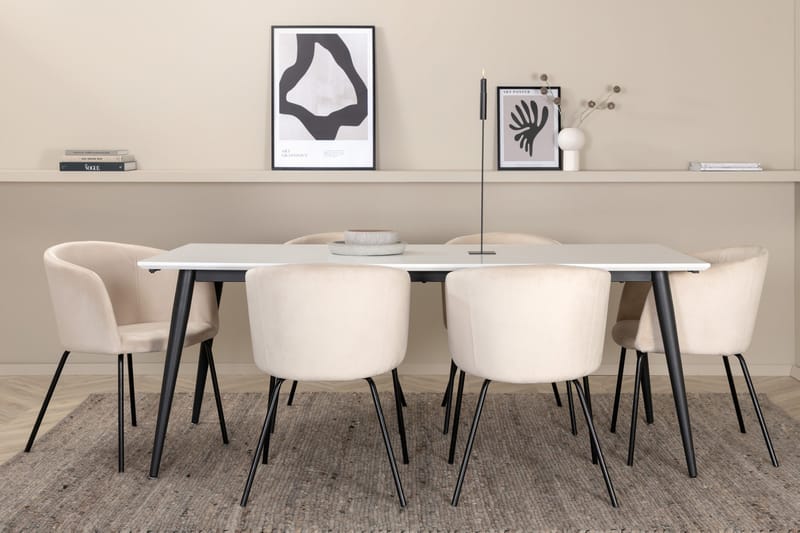 Jimmy Matgrupp 195 cm Rektangulär med 6 Berit stolar - Beige - Products - Möbler - Bord & matgrupp - Matgrupp