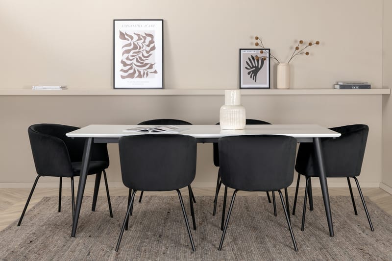 Jimmy Matgrupp 195 cm Rektangulär med 6 Berit stolar - Svart - Products - Möbler - Bord & matgrupp - Matgrupp