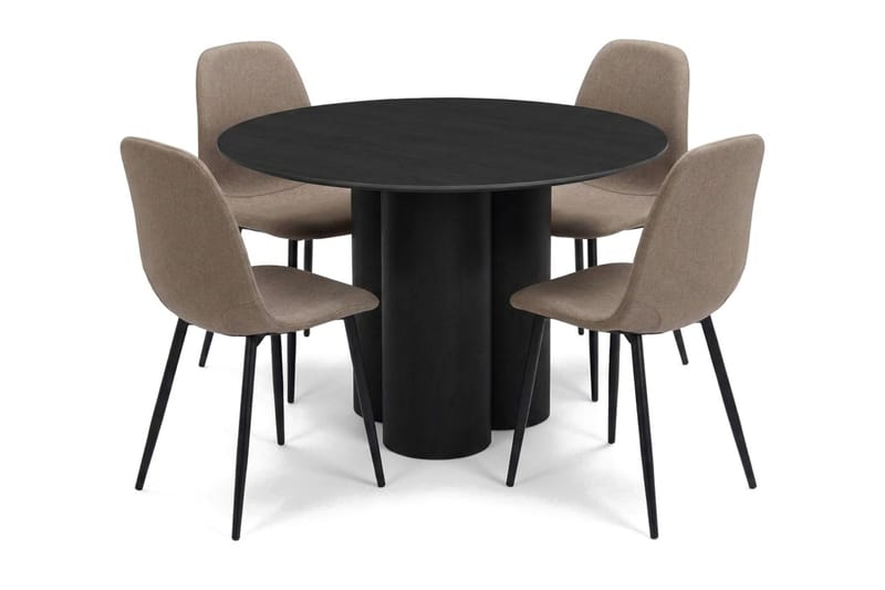 Juno Matgrupp runt 110 cm Svart med 4 Nibe Matstolar - Svart - Products - Möbler - Bord & matgrupp - Matgrupp