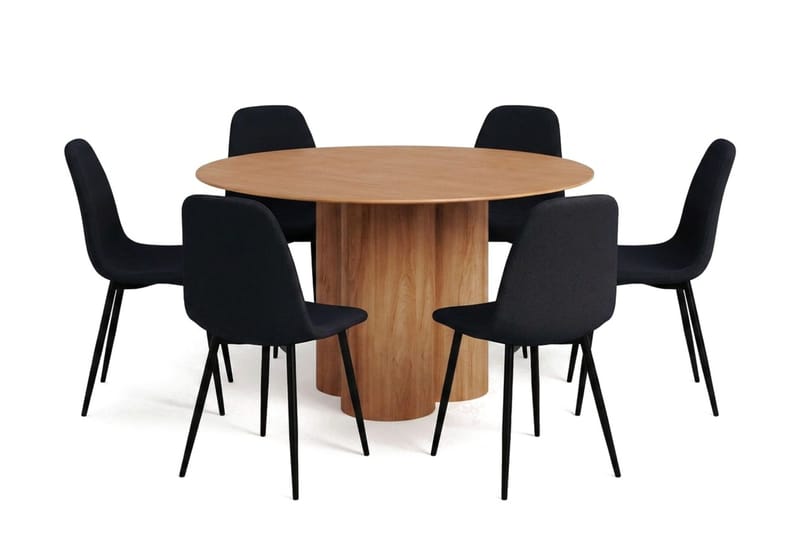 Juno Matgrupp runt 130 cm Ek med 6 Nibe Matstolar - Ek - Products - Möbler - Bord & matgrupp - Matgrupp
