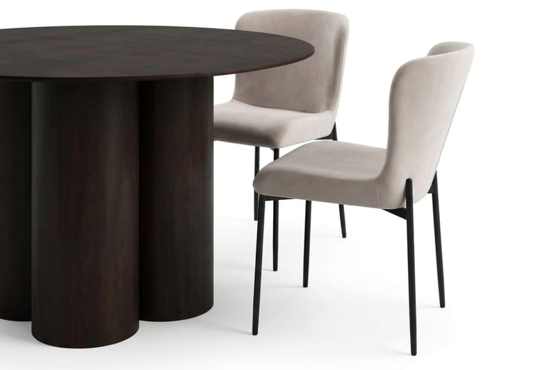 Juno Matgrupp runt 130 cm Rökt Ek med 6 Elsie Matstolar - Rökt ek/Beige - Products - Möbler - Bord & matgrupp - Matgrupp