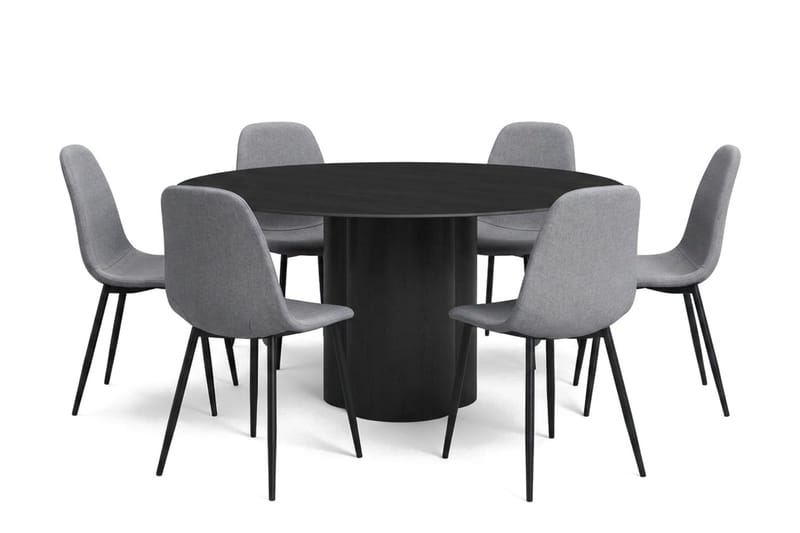 Juno Matgrupp runt 150 cm Svart med 6 Nibe Matstolar - Svart - Products - Möbler - Bord & matgrupp - Matgrupp