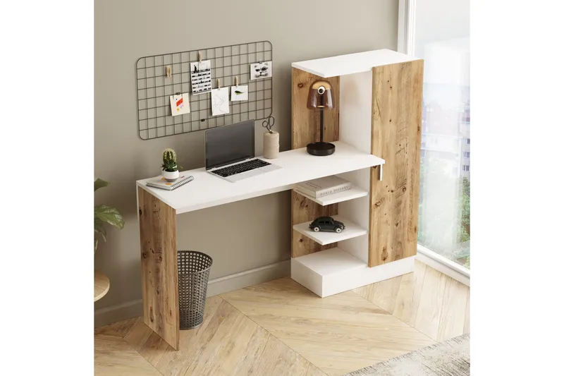 Dalran Skrivbord 152 cm - Natur/Vit - Products - Möbler - Bord & matgrupp - Kontorsbord - Datorbord