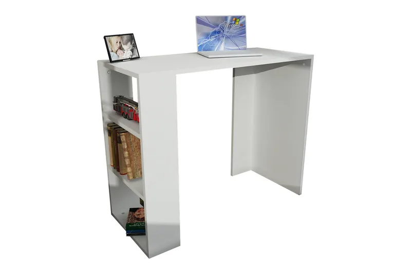 Furny Home Skrivbord 90 cm med Förvaring Hylla - Vit - Products - Möbler - Bord & matgrupp - Kontorsbord - Datorbord