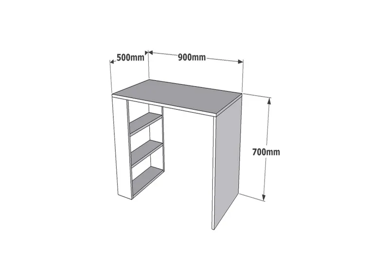 Irbene Skrivbord 90 cm med Förvaring 3 Hyllor - Vit - Products - Möbler - Bord & matgrupp - Kontorsbord - Datorbord