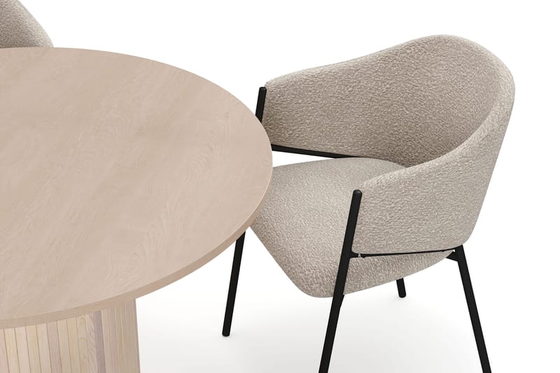 Kopparbo Matbord 106 cm med 4 Filip Matstolar - White / Taupe Bouclé - Products - Möbler - Bord & matgrupp - Matgrupp