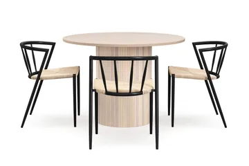 Kopparbo Matbord 106 cm med 4 Winston Matstolar - White / Beige / Metallben Svart - Products - Möbler - Bord & matgrupp - Matgrupp