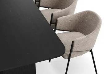 Kopparbo Matbord 180-240 cm Förlängningsbart med 6 Filip Matstolar - Svart / Taupe Bouclé - Products - Möbler - Bord & matgrupp - Matgrupp