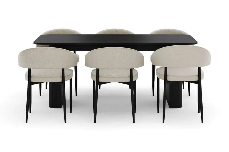 Kopparbo Matbord 180-240 cm Förlängningsbart med 6 Sawako Stolar - Svart - Products - Möbler - Bord & matgrupp - Matgrupp