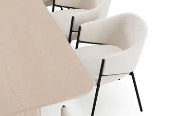 Kopparbo Matbord 200-260 cm Förlängningsbart med illäggsskiv med 8 Filip Matstolar - Vit / Vit Bouclé - Products - Möbler - Bord & matgrupp - Matgrupp
