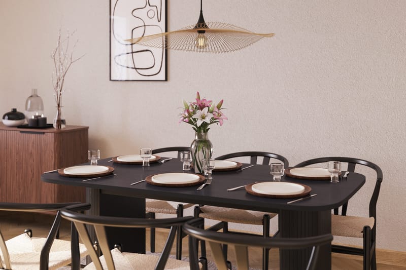 Kopparbo Matgrupp 160 cm med 6 Dastoori Matstolar - Svart - Products - Möbler - Bord & matgrupp - Matgrupp