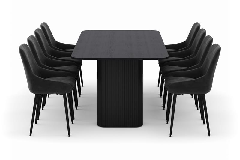 Kopparbo Matgrupp 200-206cm med 8 Alsarp Matstolar - Svart - Products - Möbler - Bord & matgrupp - Matgrupp