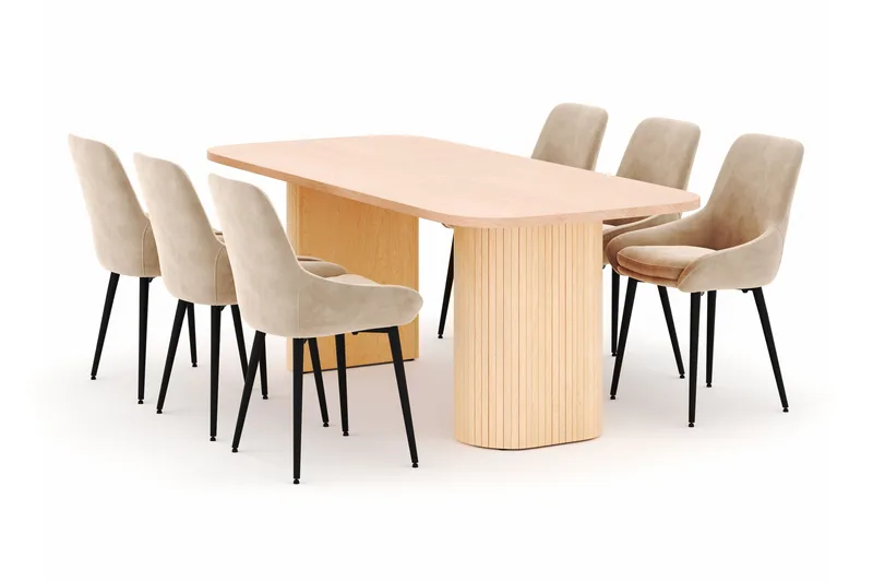 Kopparbo Matgrupp 200x90cm med 6 Alsarp Matstolar - Natural - Products - Möbler - Bord & matgrupp - Matgrupp