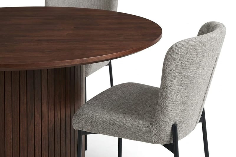 Kopparbo Matgrupp runt 110 cm Valnöt med 4 Elsie Matstolar - Valnöt/Ljusgrå - Products - Möbler - Bord & matgrupp - Matgrupp