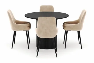 Kopparbo Rund Matgrupp 106-156cm med 4 Alsarp Matstolar - Svart - Products - Möbler - Bord & matgrupp - Matgrupp