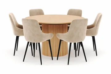 Kopparbo Rund Matgrupp 130-150 cm 6 Alsarp Matstolar - Natural - Products - Möbler - Bord & matgrupp - Matgrupp