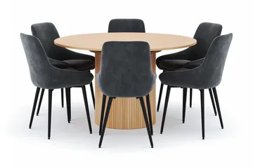 Kopparbo Rund Matgrupp 130-150 cm 6 Alsarp Matstolar - Natural - Products - Möbler - Bord & matgrupp - Matgrupp