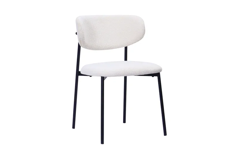 Kopparbo Runt Matbord 120 cm med 4 Lucy Matstolar - Mörkbrun / Vit Bouclé / Metallben Svart - Products - Möbler - Bord & matgrupp - Matgrupp