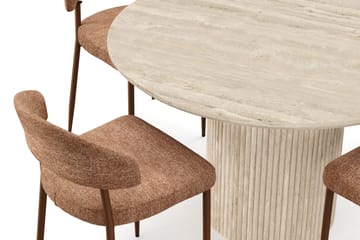 Kopparbo Runt Matbord 120cm Travetin utseende med 4 st Jairam Matstolar - Beige - Products - Möbler - Bord & matgrupp - Matgrupp