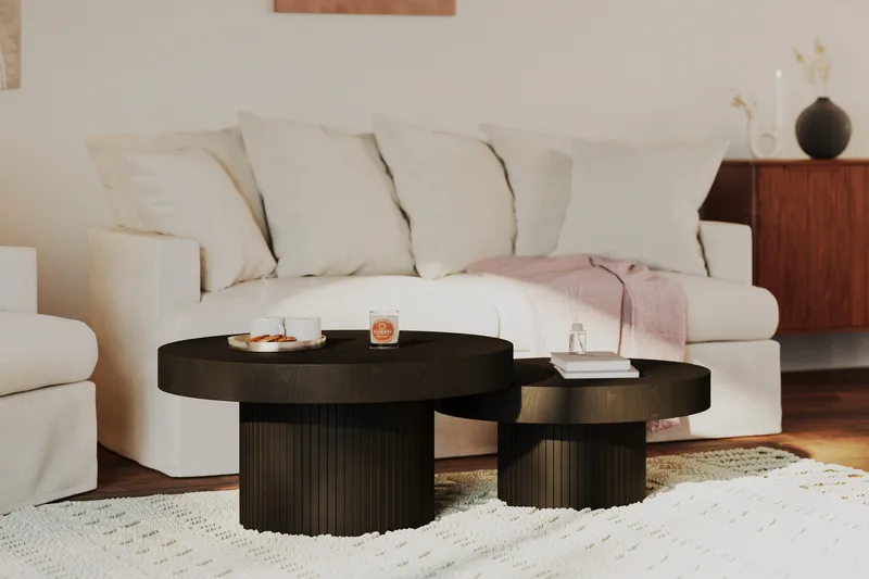 Kopparbo Soffbord 90 cm Runt Svart - Svart trä - Products - Möbler - Bord & matgrupp - Soffbord