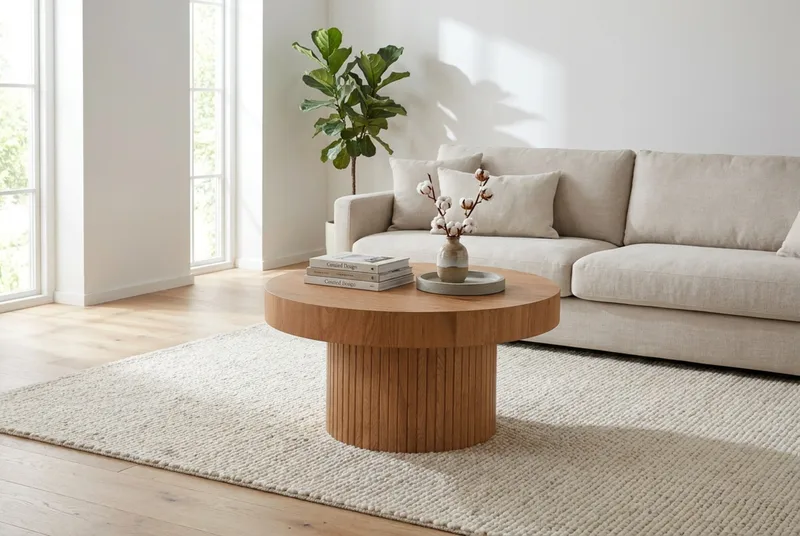 Kopparbo Soffbord Rund 85 cm tjock bordsskiva - Ek - Products - Möbler - Bord & matgrupp - Soffbord