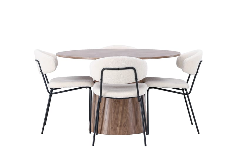 Lanzo Matgrupp 120 cm Rund med 4 Chico Stolar - Natur - Products - Möbler - Bord & matgrupp - Matgrupp