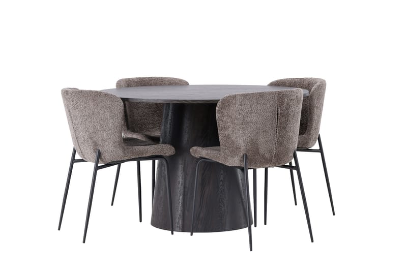 Lanzo Matgrupp 120 cm Rund med 4 Modesto stolar - Svart - Products - Möbler - Bord & matgrupp - Matgrupp