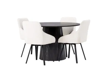 Lanzo Matgrupp 120 cm Rund med 4 Rosie stolar - Beige - Products - Möbler - Bord & matgrupp - Matgrupp