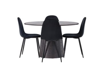 Lanzo Matgrupp 120 cm Rund med 4 Polar stolar - Svart - Products - Möbler - Bord & matgrupp - Matgrupp