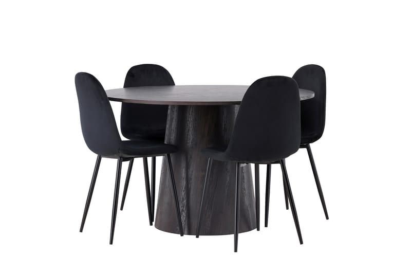 Lanzo Matgrupp 120 cm Rund med 4 Polar stolar - Svart - Products - Möbler - Bord & matgrupp - Matgrupp
