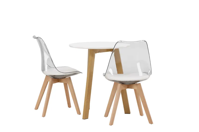 Leonora Matgrupp 65 cm Rund med 2 Edvin stolar - Vit - Products - Möbler - Bord & matgrupp - Matgrupp