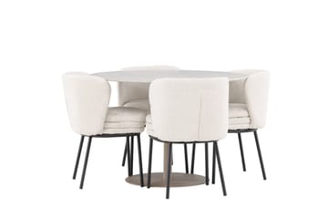 Lycke Matgrupp 110 cm Rund med 4 Agnes stolar - Beige/Vit - Products - Möbler - Bord & matgrupp - Matgrupp