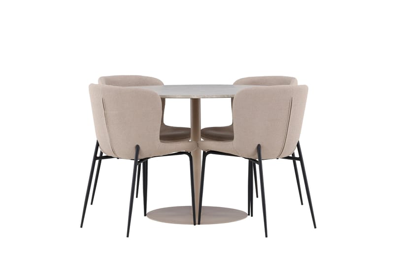 Lycke Matgrupp 110 cm Rund med 4 Modesto stolar - Beige/Beige - Products - Möbler - Bord & matgrupp - Matgrupp