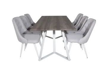 Marina Matgrupp 180 cm Rektangulär med 6 Velvet Deluxe stolar - Ljusgrå - Products - Möbler - Bord & matgrupp - Matgrupp
